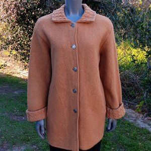 BERNARDO ESSENTIALS LADIE'S PURE WOOL SWEATER COAT W/METAL ACCENTED BUTTONS